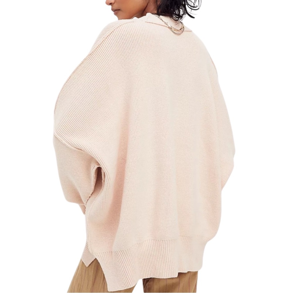 Free People Easy Street Tunic Oversized Sweater Ribbed Peach Parfait Women’s S - Picture 2 of 14
